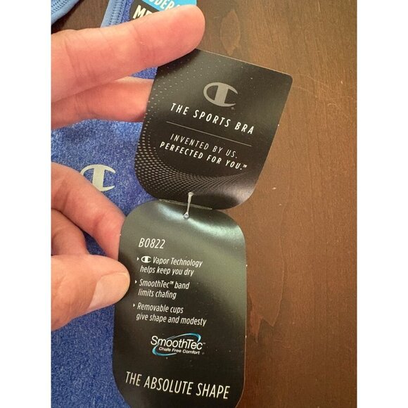 Champion NWT Stretch Jersey Racerback Sports Bra in Light Blue Size Medium - Picture 4 of 8